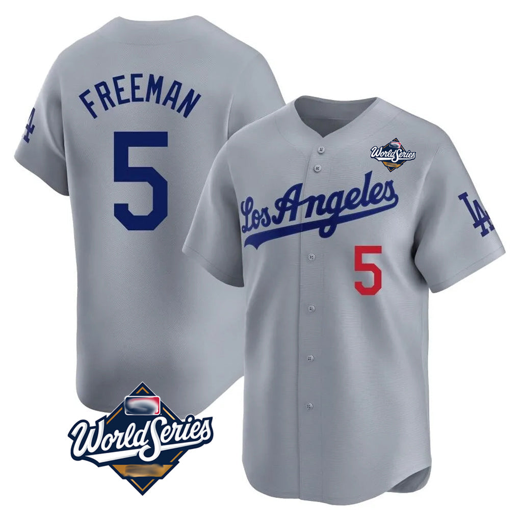 Silnrao LA.Dodgers #5 Freddie Freeman Player Gray World Series Limited Home Stitched Jerseys