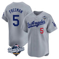 Silnrao LA.Dodgers #5 Freddie Freeman Player Gray World Series Limited Home Stitched Jerseys