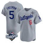Silnrao LA.Dodgers #5 Freddie Freeman Player Gray World Series Limited Home Stitched Jerseys