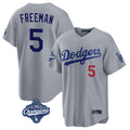 Silnrao LA.Dodgers #5 Freddie Freeman Player Gray World Series Meet Game Home Stitched Jerseys