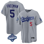 Silnrao LA.Dodgers #5 Freddie Freeman Player Gray World Series Meet Game Home Stitched Jerseys