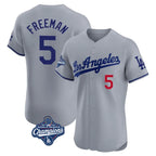 Silnrao LA.Dodgers #5 Freddie Freeman Player Gray World Series Meet Limited Elite Home Stitched Jerseys