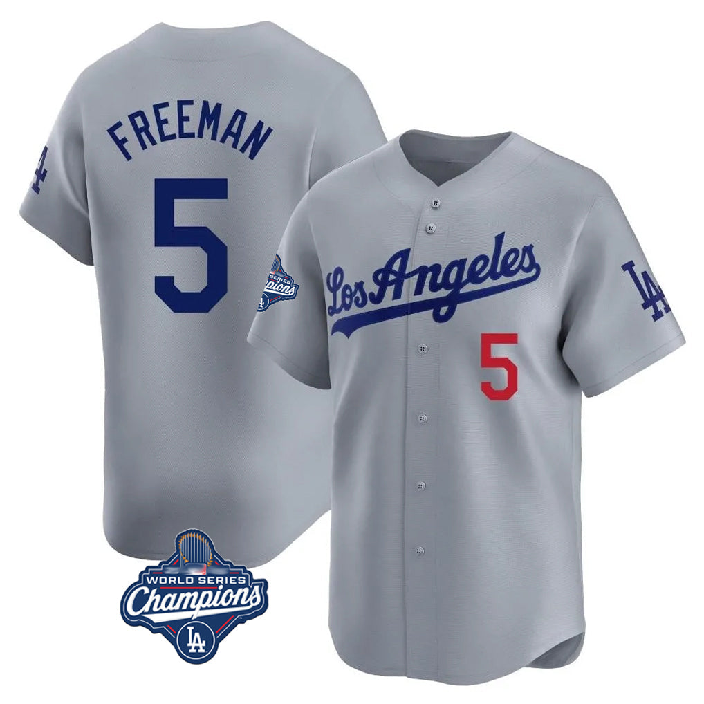 Silnrao LA.Dodgers #5 Freddie Freeman Player Gray World Series Meet Limited Home Stitched Jerseys