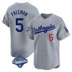 Silnrao LA.Dodgers #5 Freddie Freeman Player Gray World Series Meet Limited Home Stitched Jerseys