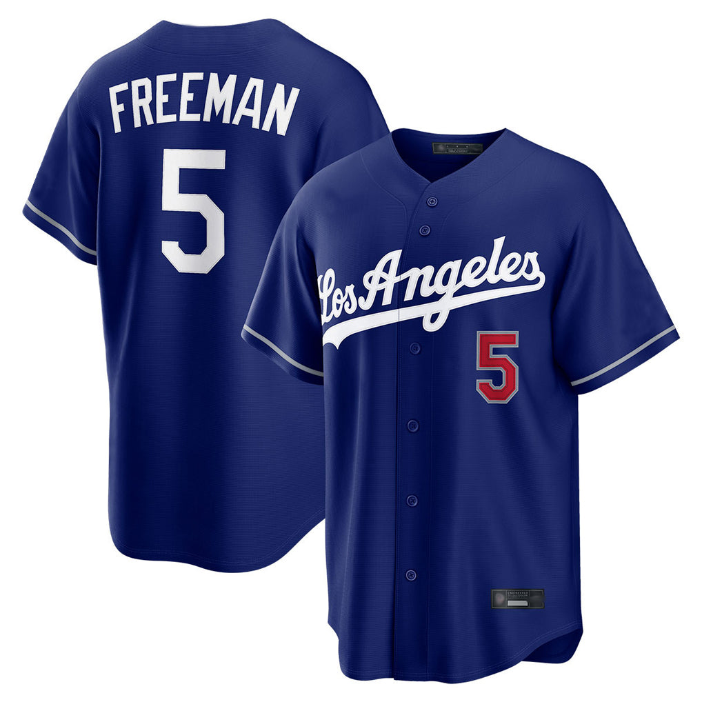 Silnrao LA.Dodgers #5 Freddie Freeman Player Royal Game Home Stitched Jerseys