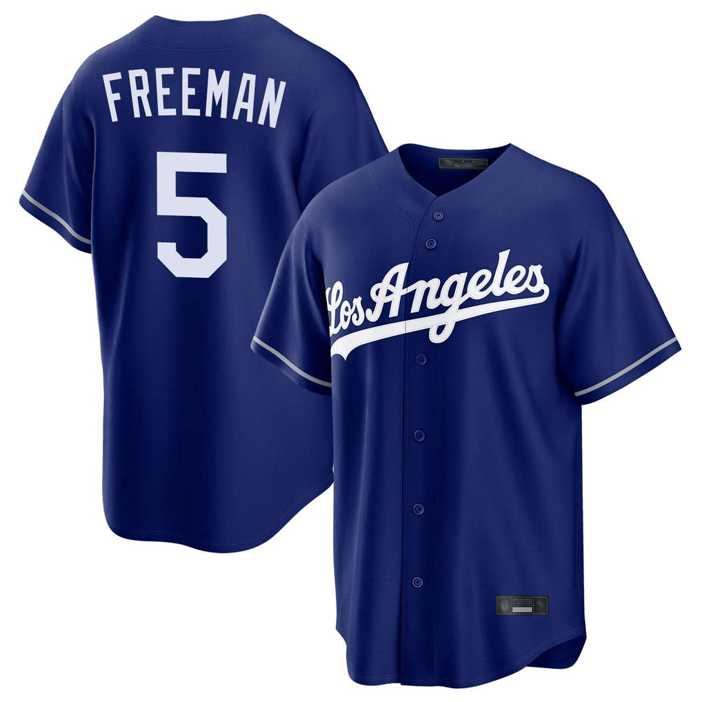 Silnrao LA.Dodgers #5 Freddie Freeman Player Royal Game Stitched Jerseys