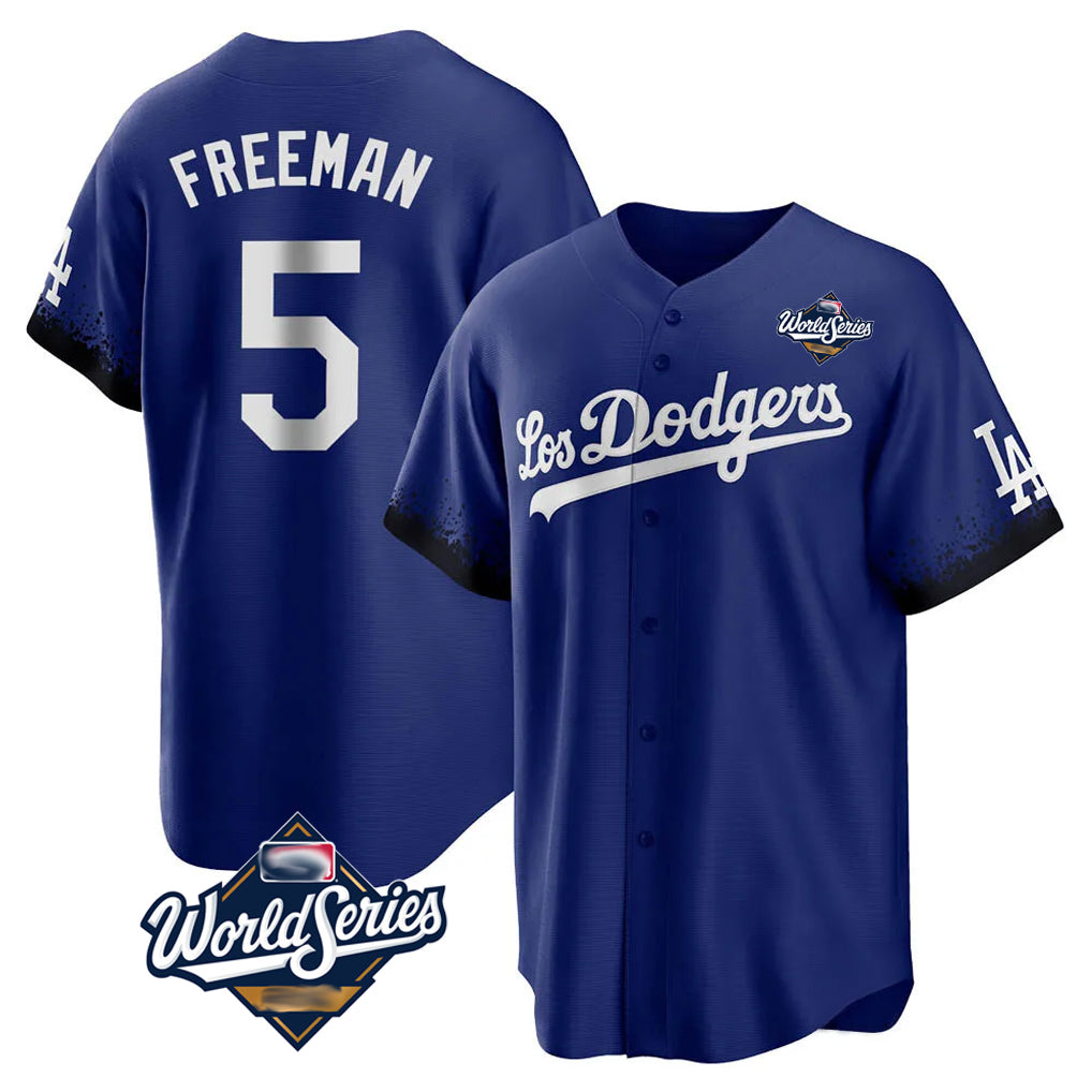 Silnrao LA.Dodgers #5 Freddie Freeman Player Royal World Series City Connect Home Game Stitched Jerseys