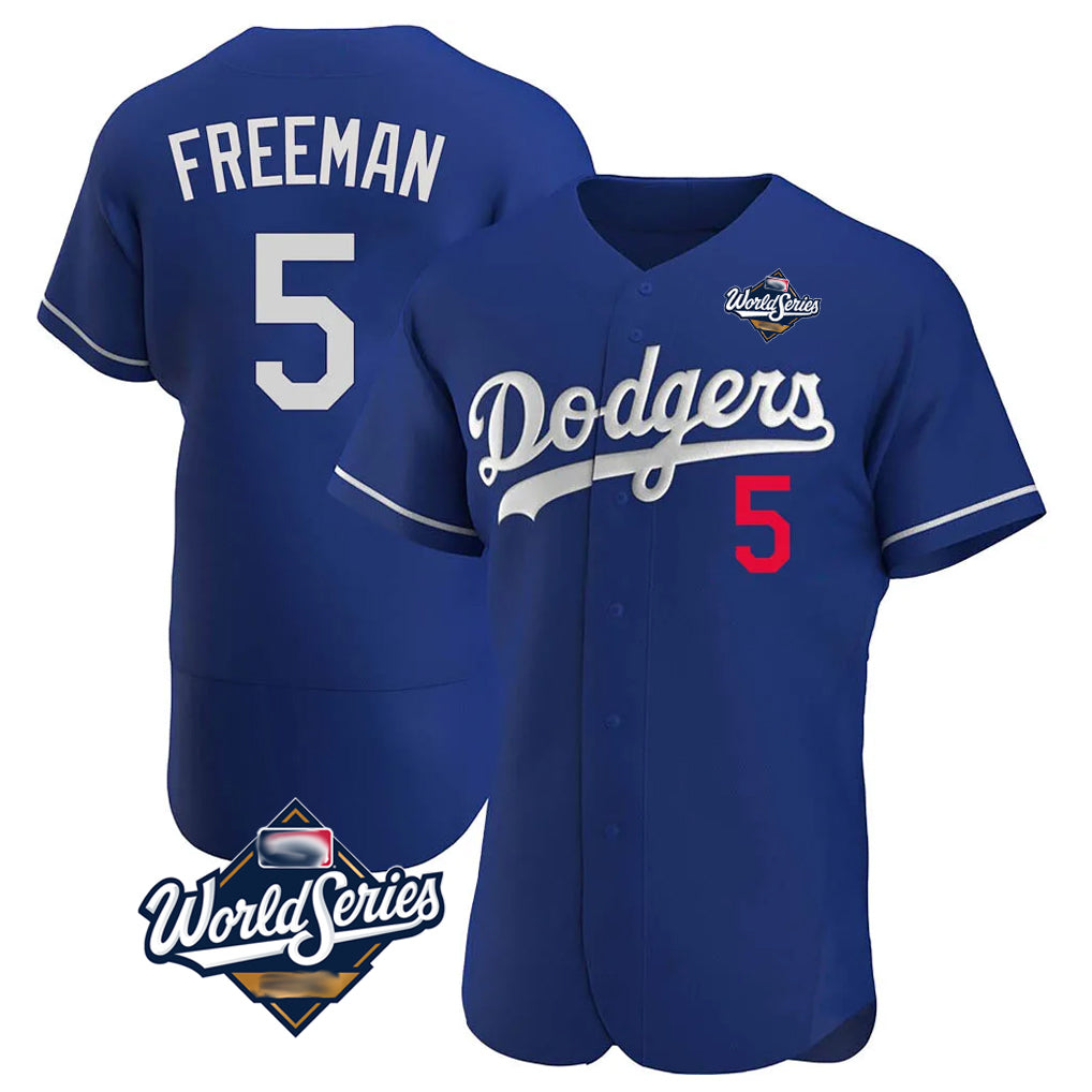 Silnrao LA.Dodgers #5 Freddie Freeman Player Royal World Series Limited Elite Home Stitched Jerseys