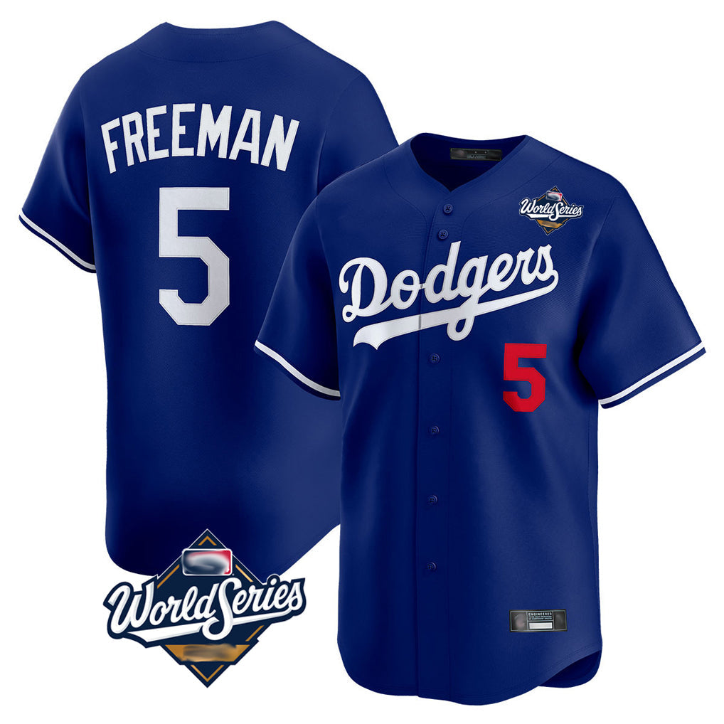 Silnrao LA.Dodgers #5 Freddie Freeman Player Royal World Series Limited Home Stitched Jerseys