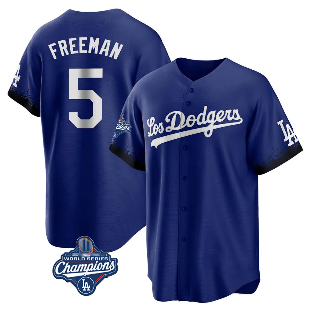 Silnrao LA.Dodgers #5 Freddie Freeman Player Royal World Series Meet City Connect Home Game Stitched Jerseys