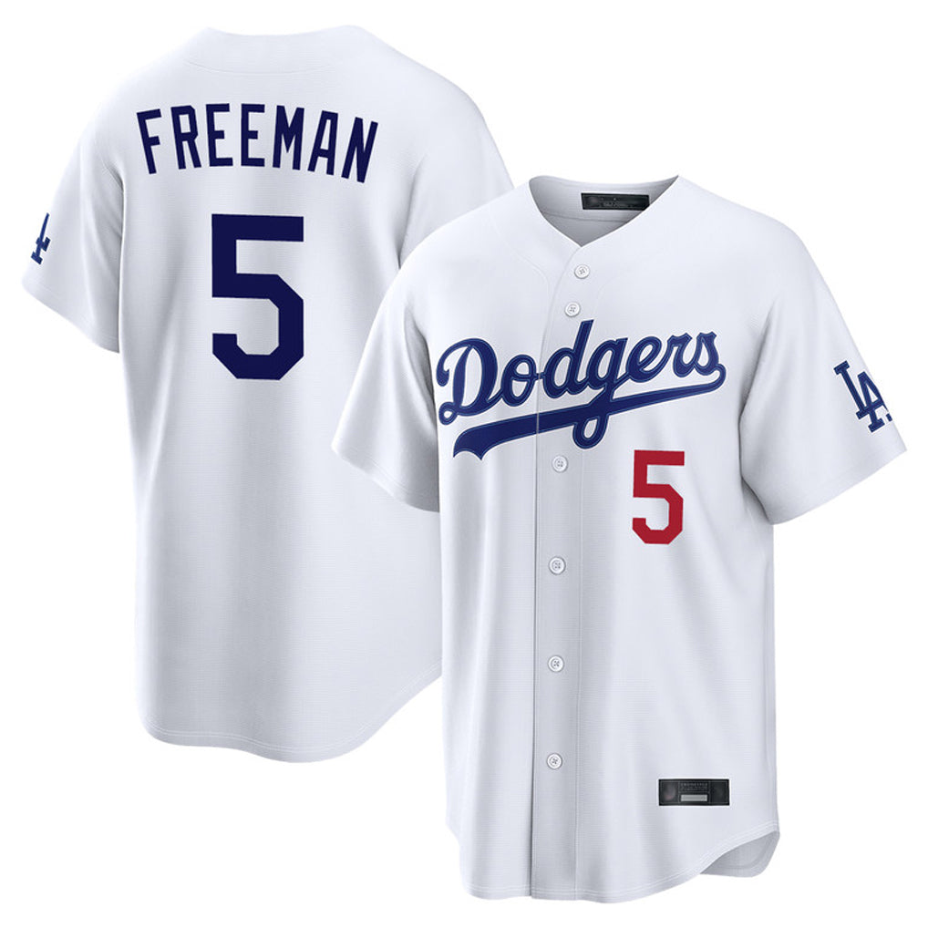 Silnrao LA.Dodgers #5 Freddie Freeman Player White Home Game Stitched Jerseys
