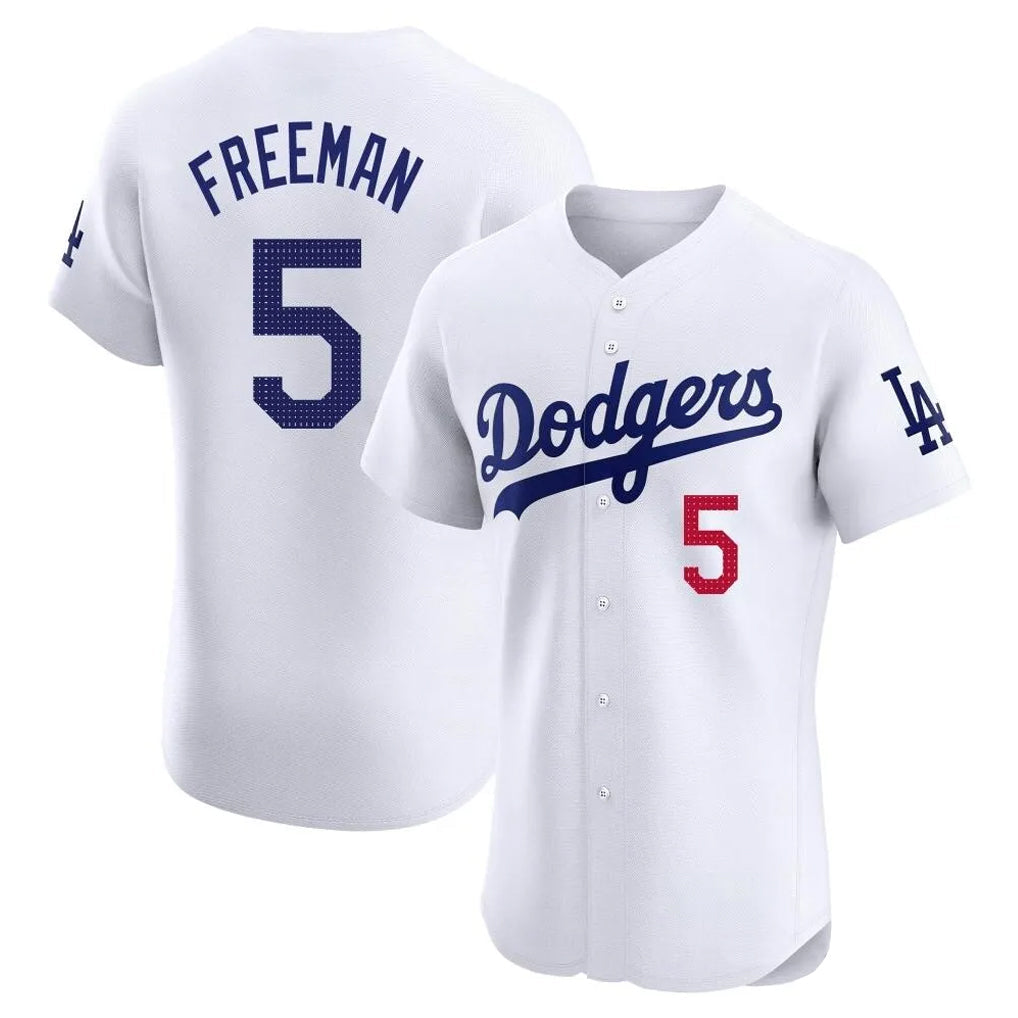 Silnrao LA.Dodgers #5 Freddie Freeman Player White Limited Elite Home Stitched Jerseys