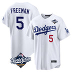 Silnrao LA.Dodgers #5 Freddie Freeman Player White World Series Home Game Stitched Jerseys