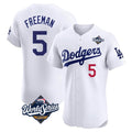 Silnrao LA.Dodgers #5 Freddie Freeman Player White World Series Limited Elite Home Stitched Jerseys