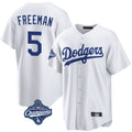 Silnrao LA.Dodgers #5 Freddie Freeman Player White World Series Meet Game Home Stitched Jerseys