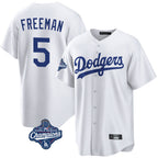 Silnrao LA.Dodgers #5 Freddie Freeman Player White World Series Meet Game Home Stitched Jerseys