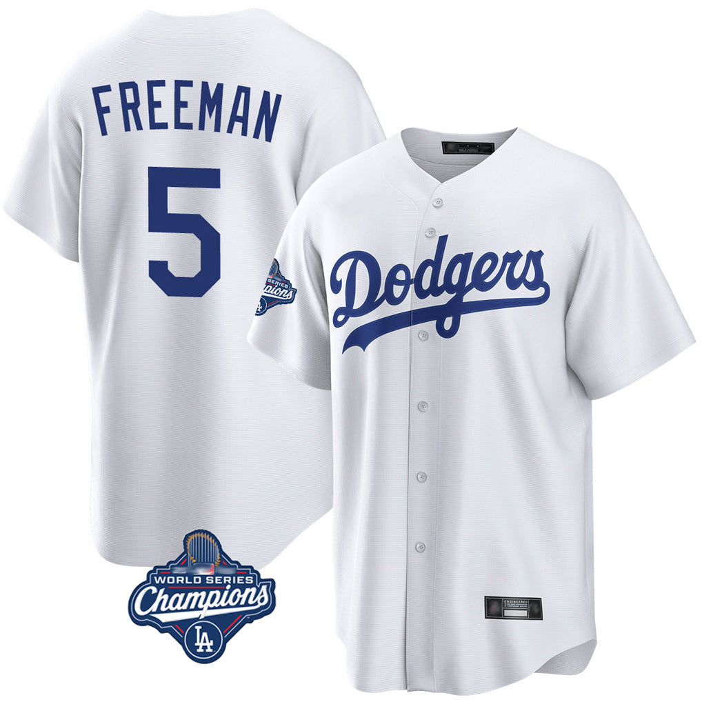 Silnrao LA.Dodgers #5 Freddie Freeman Player White World Series Meet Game Home Stitched Jerseys