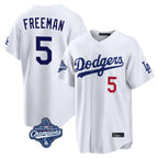 Silnrao LA.Dodgers #5 Freddie Freeman Player White World Series Meet Home Game Stitched Jerseys