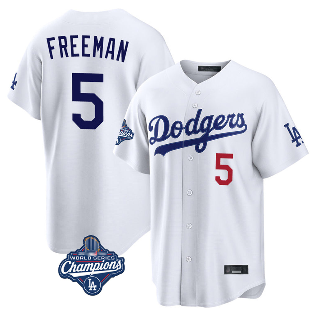 Silnrao LA.Dodgers #5 Freddie Freeman Player White World Series Meet Home Game Stitched Jerseys