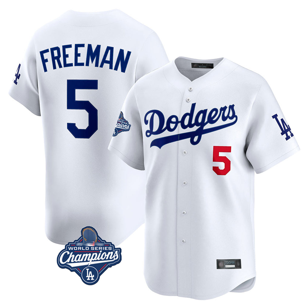 Silnrao LA.Dodgers #5 Freddie Freeman Player White World Series Meet Limited Home Stitched Jerseys