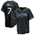 Silnrao LA.Dodgers #7 Blake Snell Player Black Carbon Limited Home Stitched Jerseys