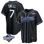 Silnrao LA.Dodgers #7 Blake Snell Player Black Carbon Limited World Series Home Stitched Jerseys