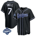 Silnrao LA.Dodgers #7 Blake Snell Player Black Carbon Limited World Series Meet Home Stitched Jerseys