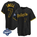 Silnrao LA.Dodgers #7 Blake Snell Player Black Snake Skin City Game Home World Series Meet Stitched Jerseys