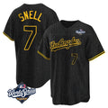 Silnrao LA.Dodgers #7 Blake Snell Player Black Snake Skin City Game Home World Series Stitched Jerseys