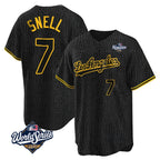 Silnrao LA.Dodgers #7 Blake Snell Player Black Snake Skin City Game Home World Series Stitched Jerseys