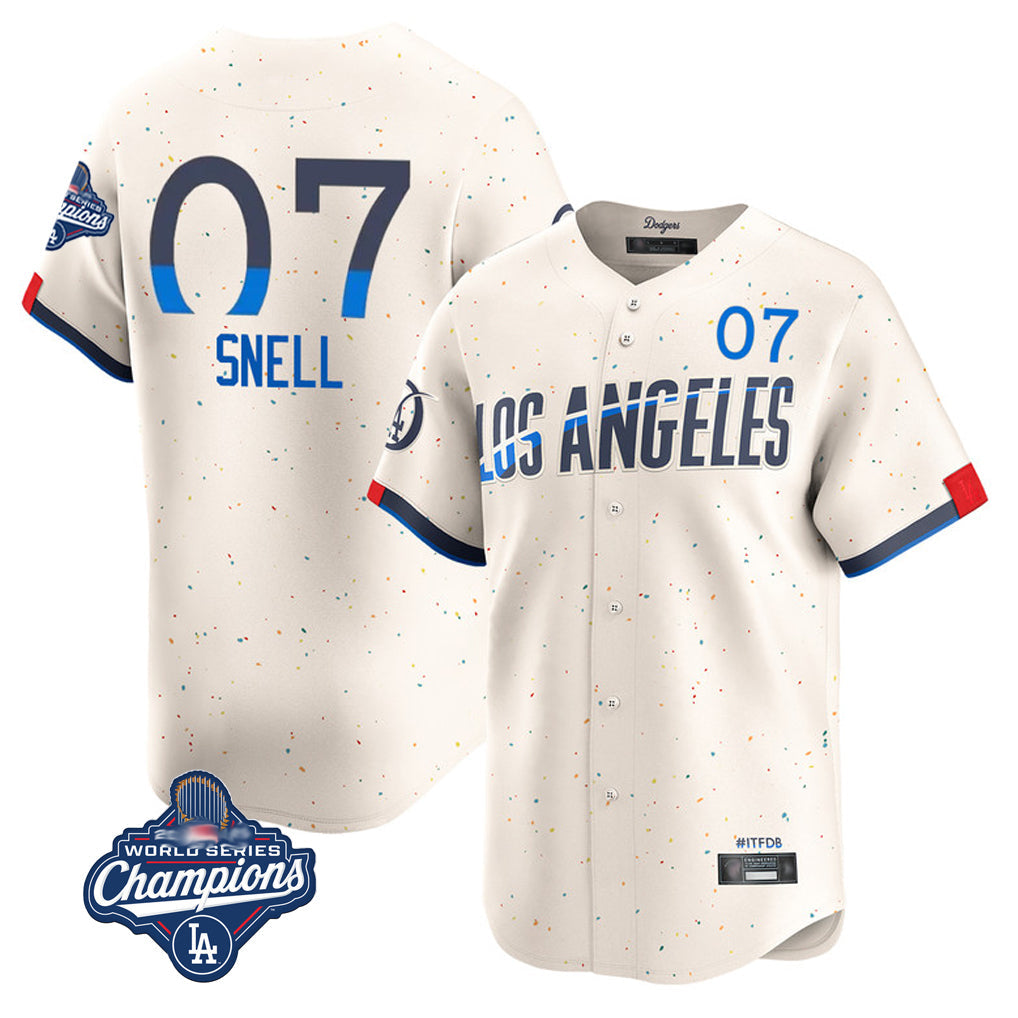 Silnrao LA.Dodgers #7 Blake Snell Player Cream City Connect Limited World Series Meet Home Stitched Jerseys