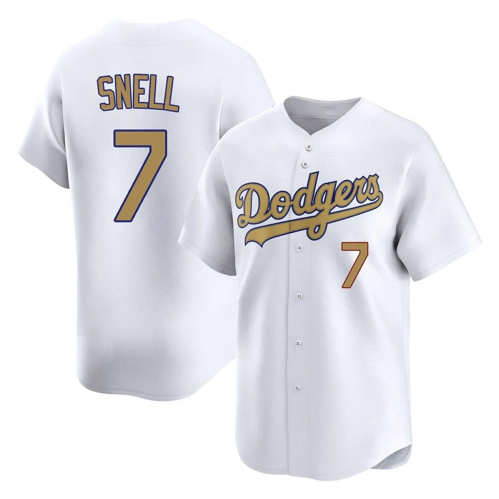 Silnrao LA.Dodgers #7 Blake Snell Player Gold Collection Limited Home Stitched Jerseys