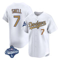 Silnrao LA.Dodgers #7 Blake Snell Player Gold Collection Limited World Series Meet Home Stitched Jerseys