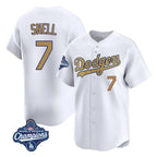 Silnrao LA.Dodgers #7 Blake Snell Player Gold Collection Limited World Series Meet Home Stitched Jerseys
