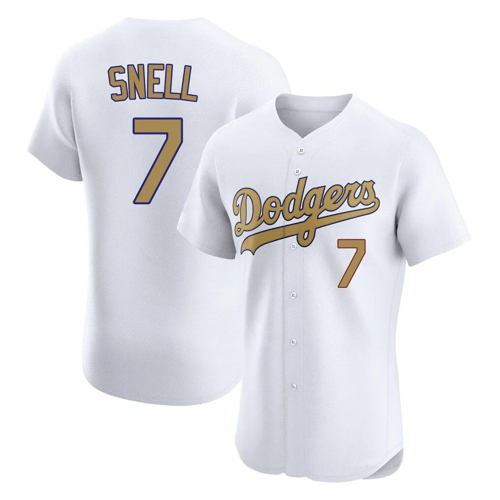 Silnrao LA.Dodgers #7 Blake Snell Player Gold Limited Elite Home Stitched Jerseys