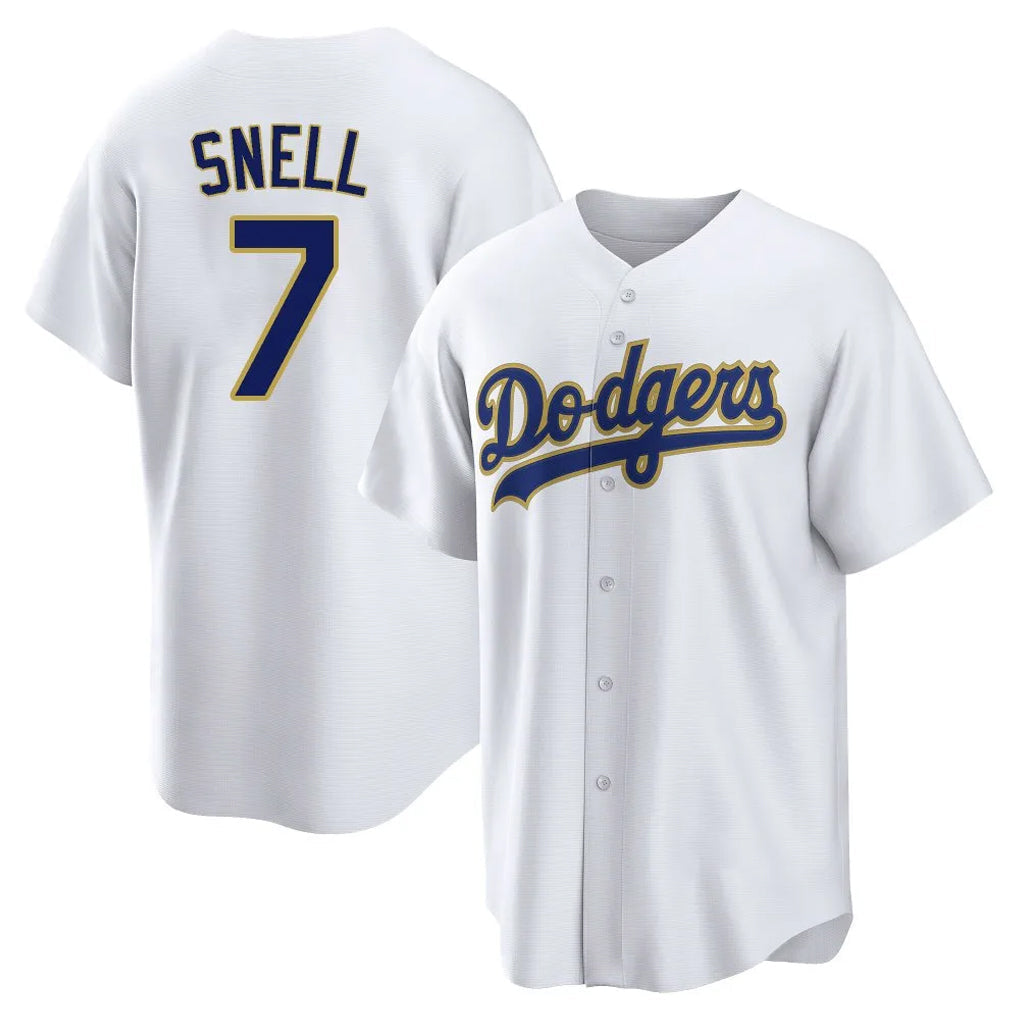 Silnrao LA.Dodgers #7 Blake Snell Player Gold White 2026 Collection Stadium Game Stitched Jerseys