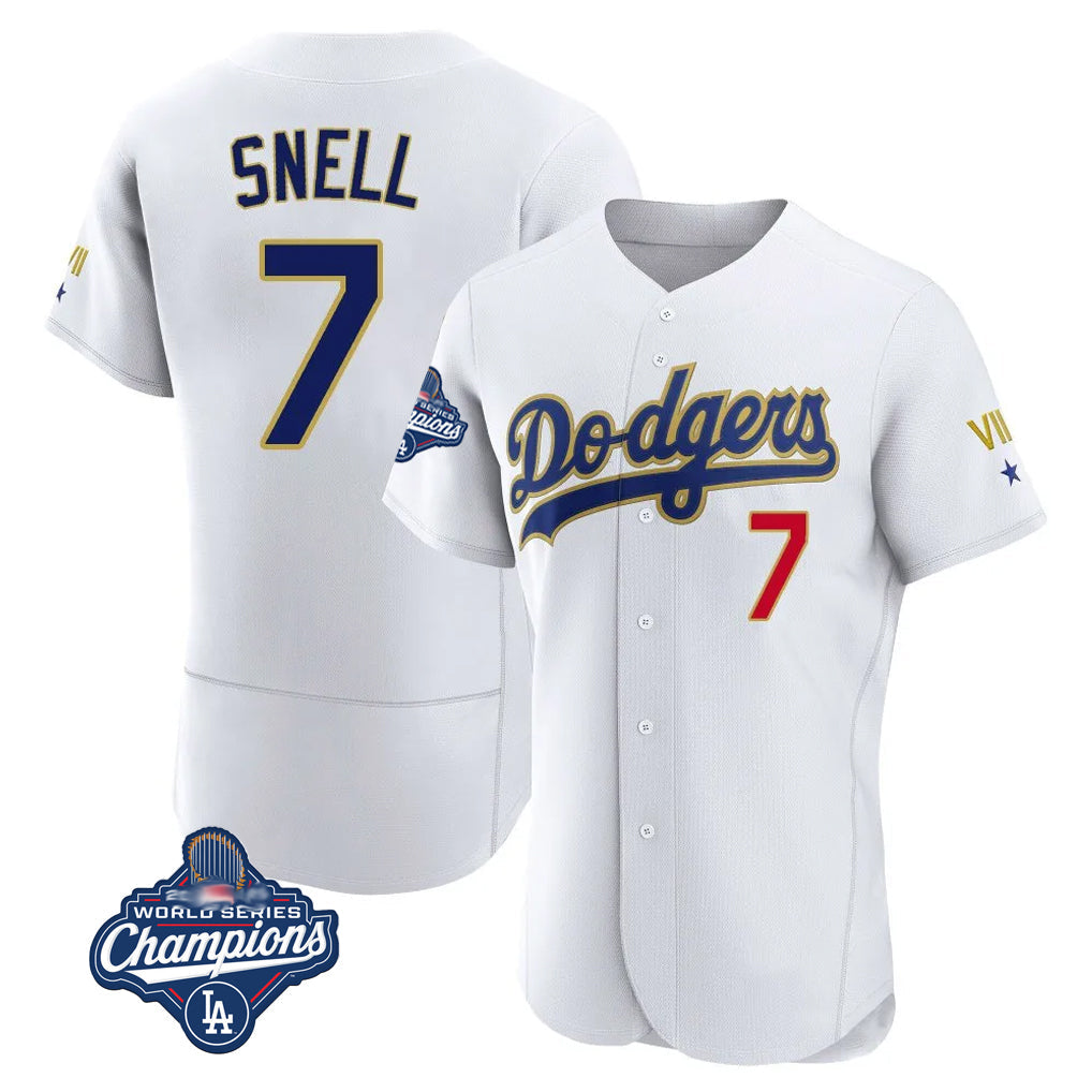Silnrao LA.Dodgers #7 Blake Snell Player Gold White 2026 Collection Stadium Limited Elite World Series Meet Stitched Jerseys