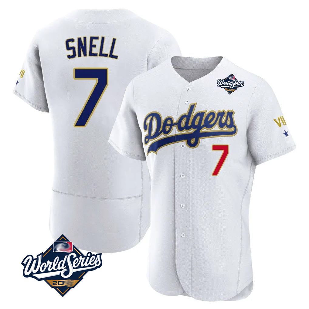 Silnrao LA.Dodgers #7 Blake Snell Player Gold White 2026 Collection Stadium Limited Elite World Series Stitched Jerseys