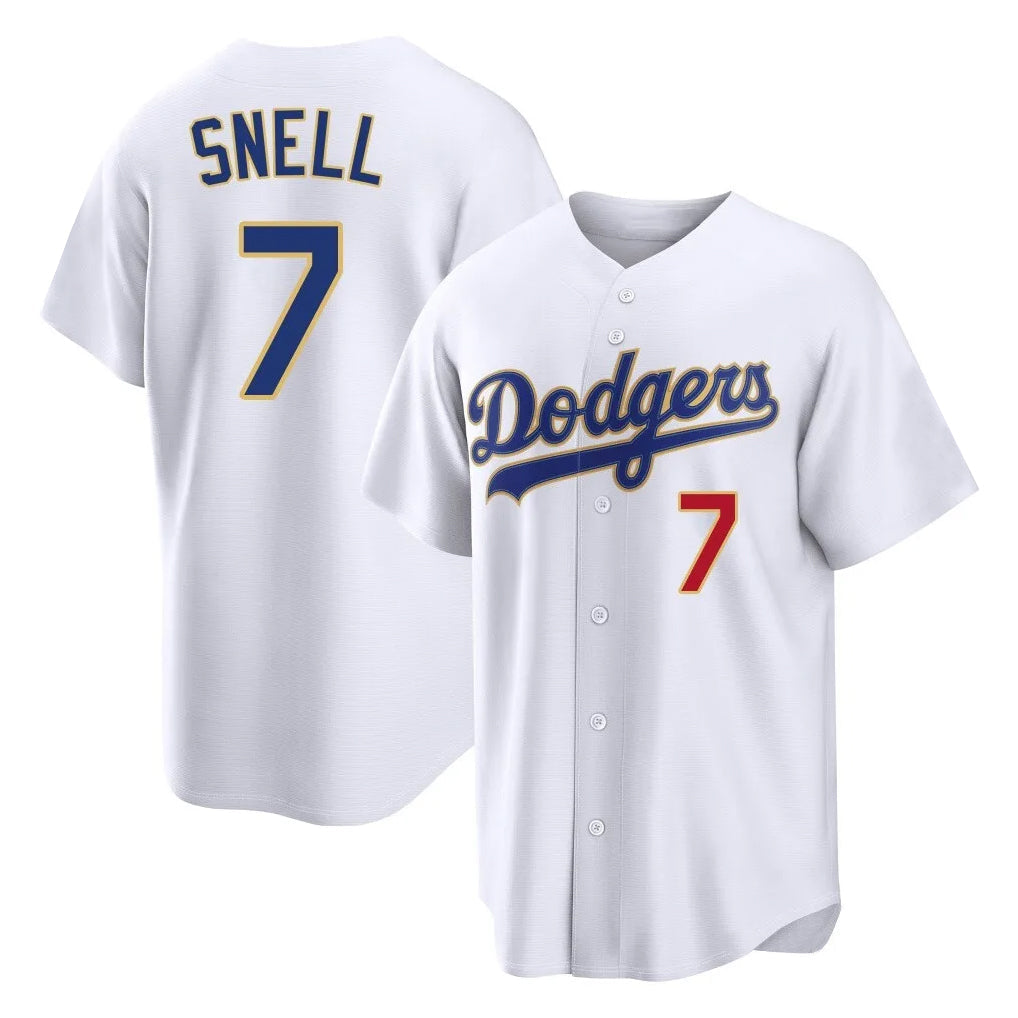 Silnrao LA.Dodgers #7 Blake Snell Player Gold White 2026 Collection Stadium Limited Stitched Jerseys
