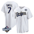 Silnrao LA.Dodgers #7 Blake Snell Player Gold White World Series Home Game Stitched Jerseys
