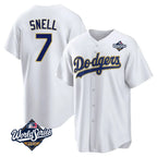 Silnrao LA.Dodgers #7 Blake Snell Player Gold White World Series Home Game Stitched Jerseys