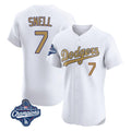 Silnrao LA.Dodgers #7 Blake Snell Player Gold World Series Meet Limited Elite Home Stitched Jerseys