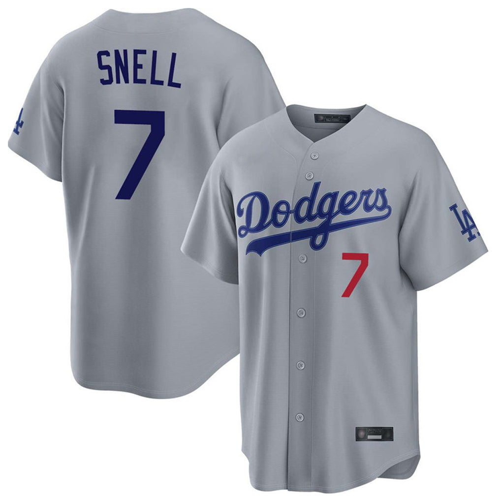 Silnrao LA.Dodgers #7 Blake Snell Player Gray Game Home Stitched Jerseys