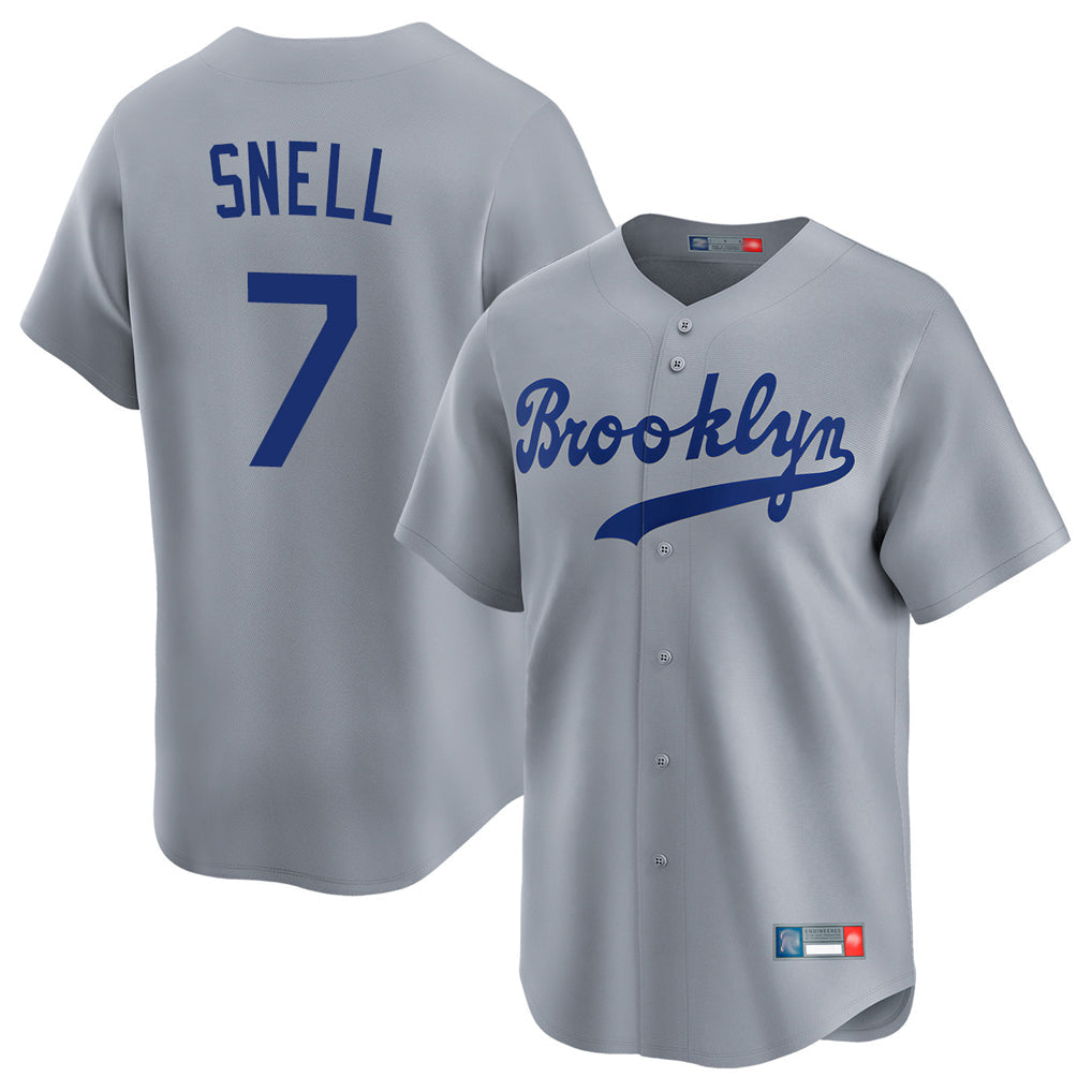 Silnrao LA.Dodgers #7 Blake Snell Player Gray Game Limited Home Stitched Jerseys