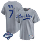 Silnrao LA.Dodgers #7 Blake Snell Player Gray Game Limited World Series Meet Home Stitched Jerseys