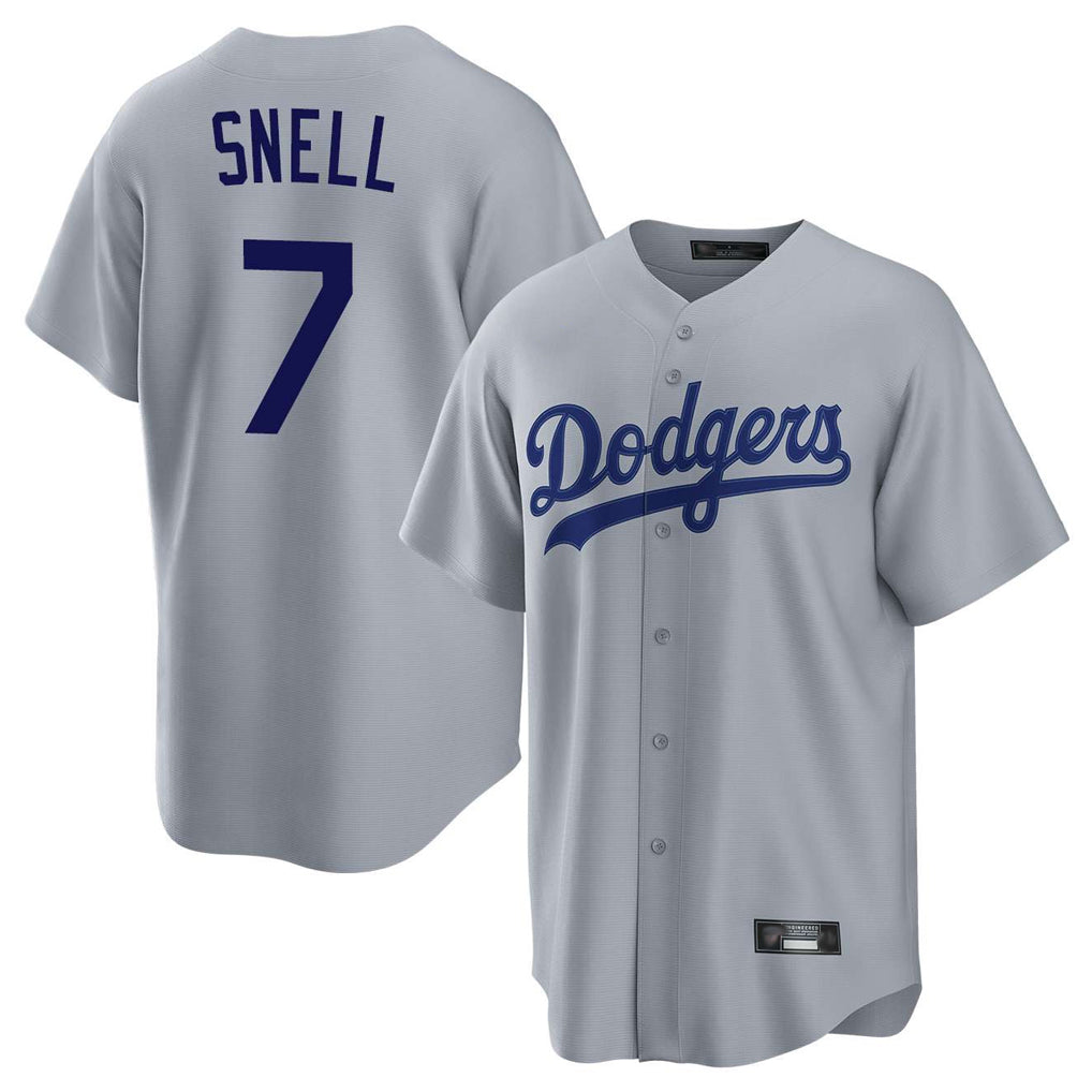 Silnrao LA.Dodgers #7 Blake Snell Player Gray Game Stitched Jerseys