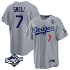 Silnrao LA.Dodgers #7 Blake Snell Player Gray Game World Series Home Stitched Jerseys