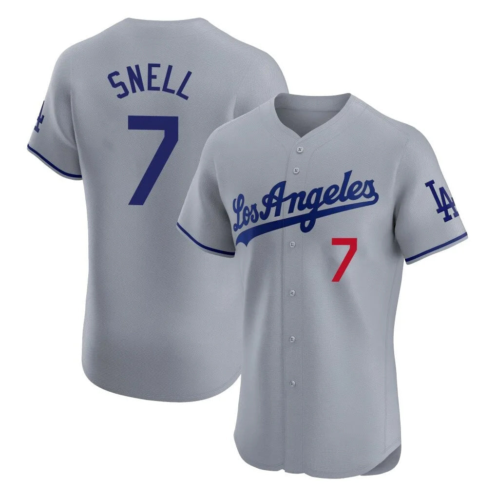 Silnrao LA.Dodgers #7 Blake Snell Player Gray Limited Elite Home Stitched Jerseys