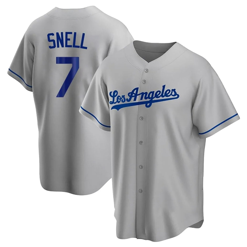 Silnrao LA.Dodgers #7 Blake Snell Player Gray Road Game Stitched Jerseys