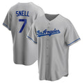 Silnrao LA.Dodgers #7 Blake Snell Player Gray Road Game Stitched Jerseys